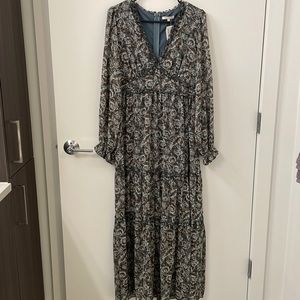Dark Blue/Green Maxi Boho Dress